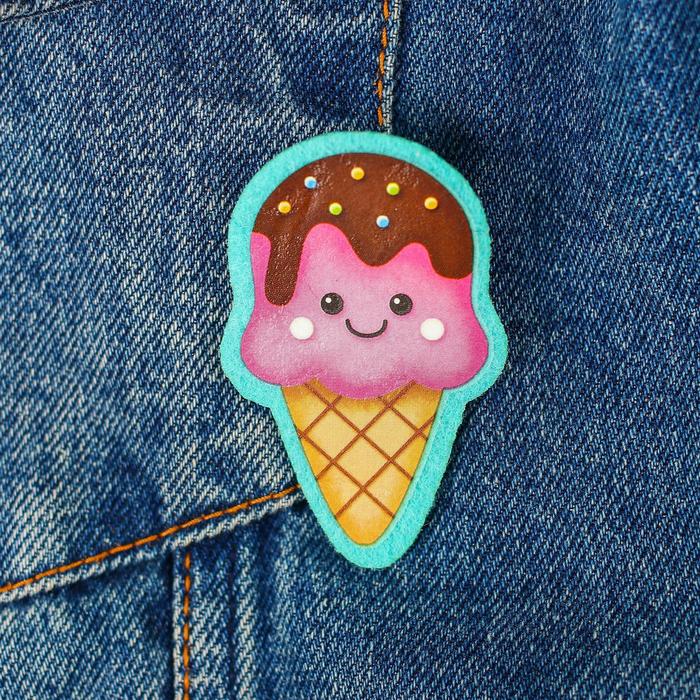 Брошь фетровая "Мороженое"