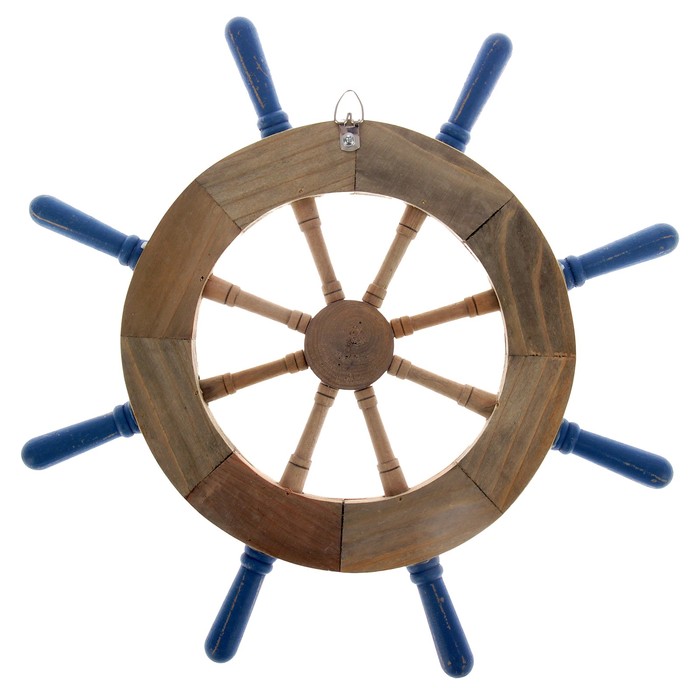 Штурвал интерьерный, 4 заплатки, синий, 37*37см