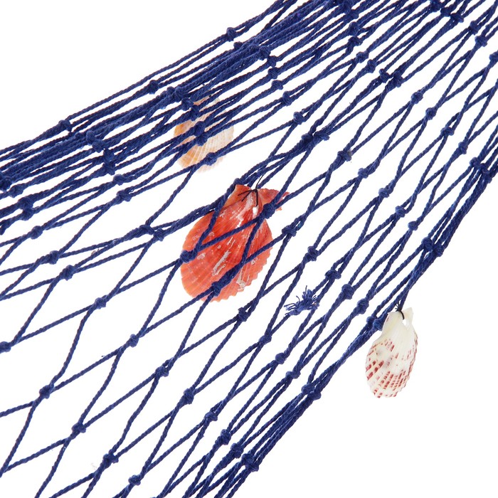 Сетка с ракушками и буйками, 110*150 см, синяя