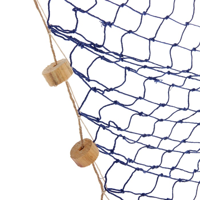 Сетка с ракушками и буйками, 110*150 см, синяя