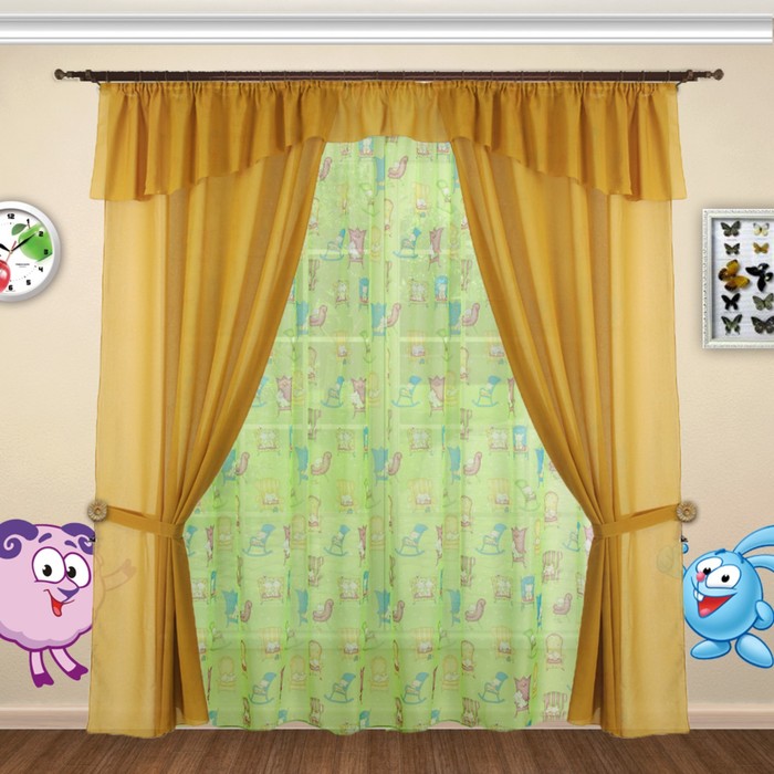 Шторы "Грёзы", 150х260 см-2 шт., 260х400 см-1 шт., 50х500 см-1 шт., цвет 03