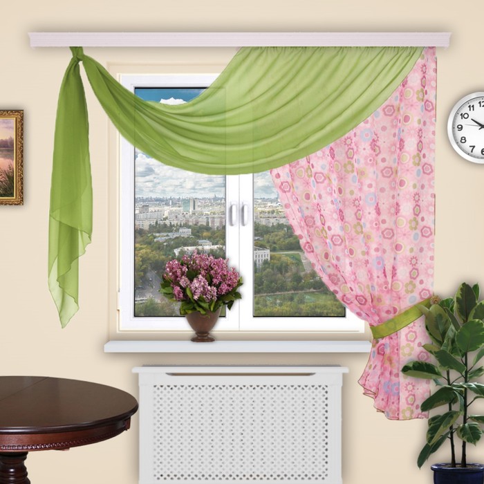 Шторы кухонные "Карамель", 150х180 см-1 шт., ламбрекен 100х280 см, цвет 144