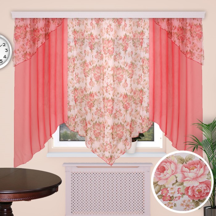 Шторы кухонные "Секрет", 150х180 см-2 шт., 160х280 см-1 шт., цвет 146