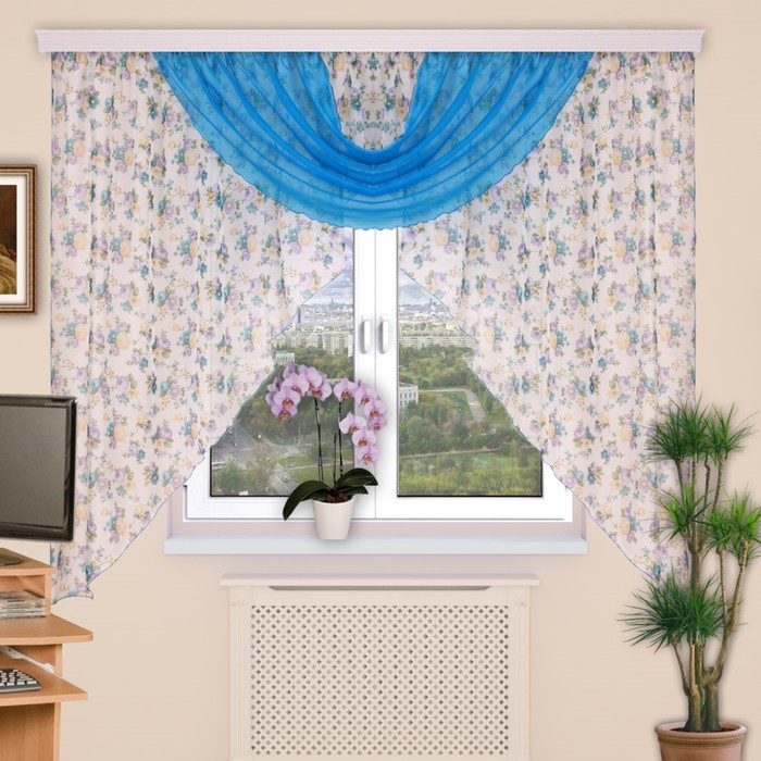 Штора кухонная "Парус". размер 180х400 см-1 шт., цвет 145