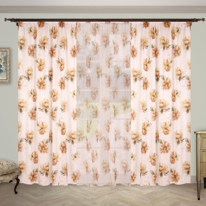 Шторы "Альянс плюс", размер 150х260 см-2 шт., 260х300 см-1 шт., цвет 1298