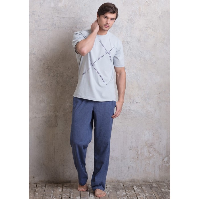 Комплект мужской (футболка, брюки) PDK-176 цвет светло-серый, р-р 54