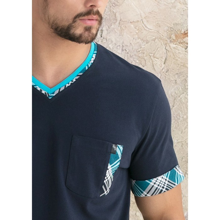 Комплект мужской (футболка, брюки) PDK-179 цвет тёмно-синий, р-р 46