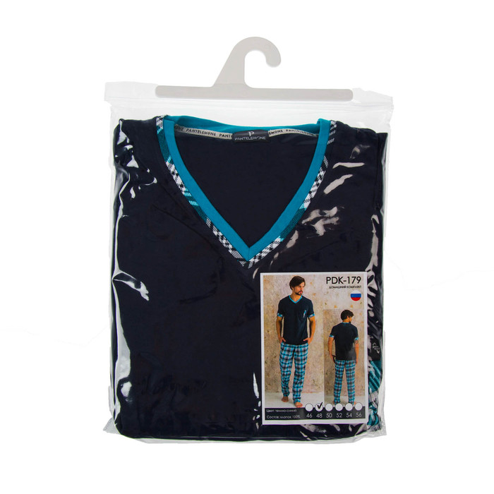 Комплект мужской (футболка, брюки) PDK-179 цвет тёмно-синий, р-р 46