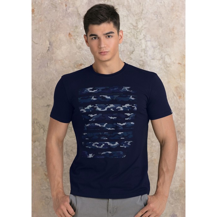 Футболка мужская MF-765 цвет тёмно-синий, р-р 48