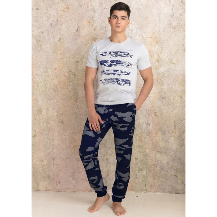 Комплект мужской (футболка, брюки) PDK-188 цвет тёмно-синий, р-р 46