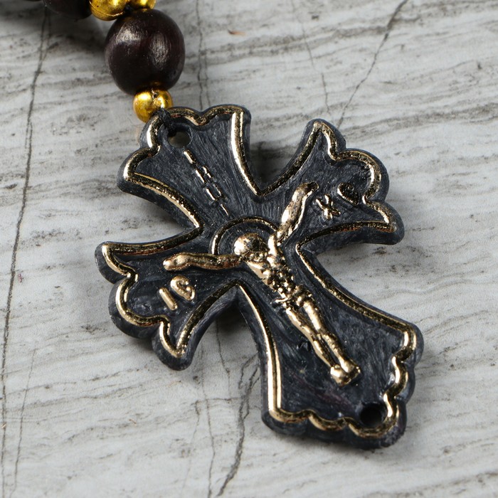 Чётки деревянные с крестиком, бук