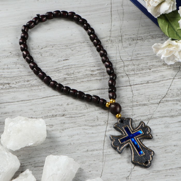 Чётки деревянные с крестиком, бук