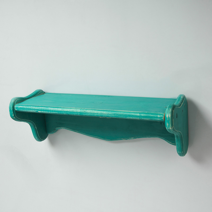 Полка "Традиционная", массив сосны, бирюзовая, 60 х 15 х 15 см