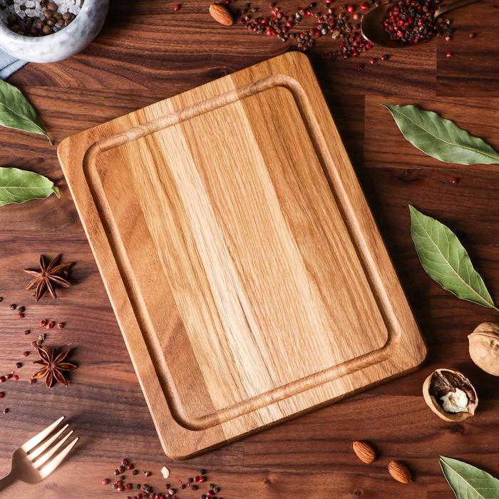 Тарелка для закусок "Квадрат", массив ясеня, 25 х 20 см