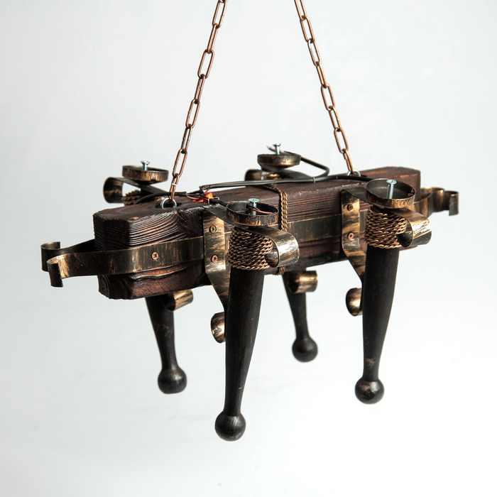 Люстра деревянная "Ходор", 4 лампы