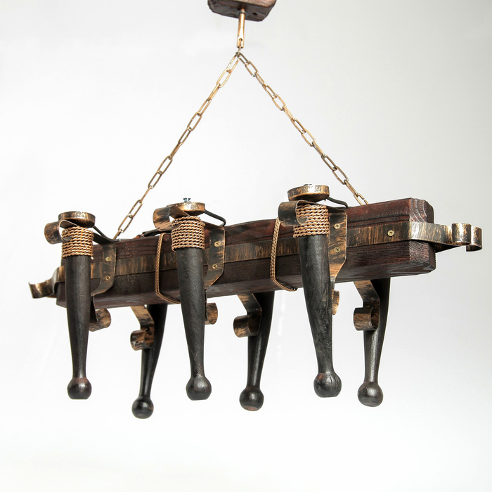 Люстра деревянная "Ходор", 6 ламп