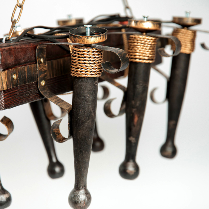 Люстра деревянная "Ходор", 6 ламп