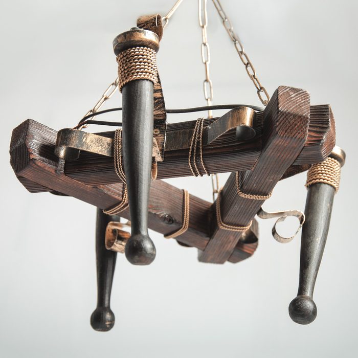 Люстра деревянная "Дракон", 3 лампы