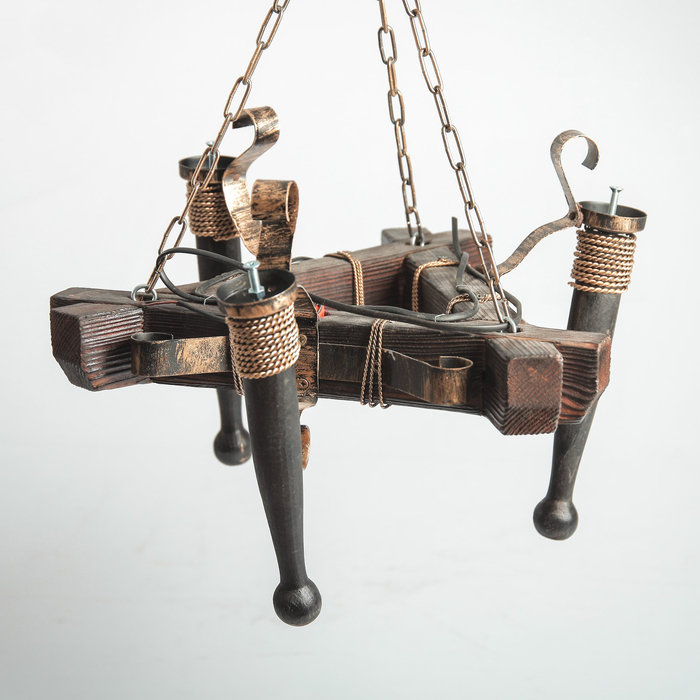 Люстра деревянная "Дракон", 3 лампы