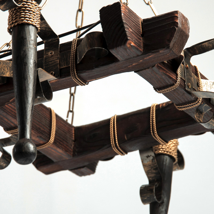 Люстра деревянная "Дракон", 4 лампы