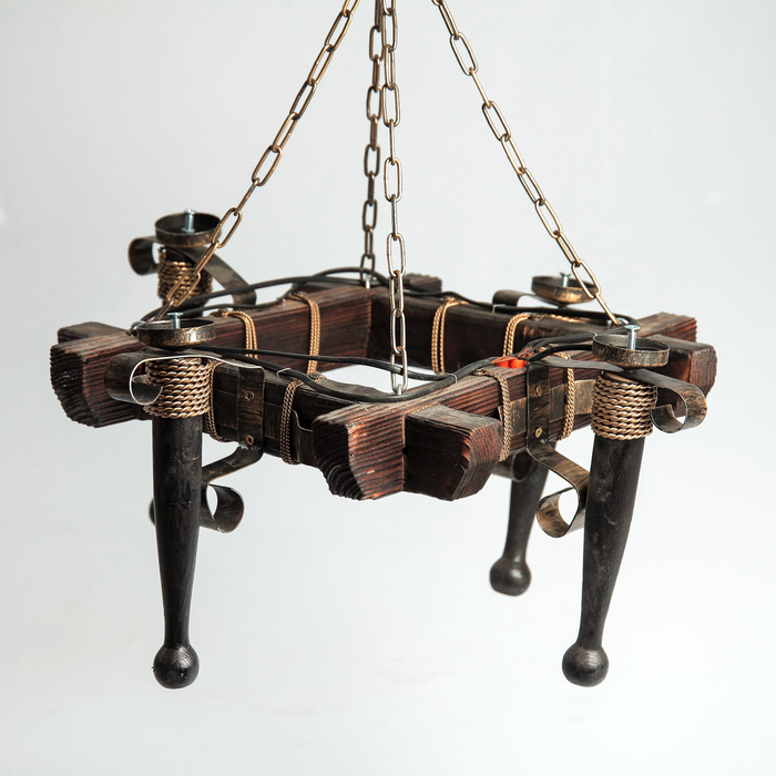 Люстра деревянная "Дракон", 4 лампы