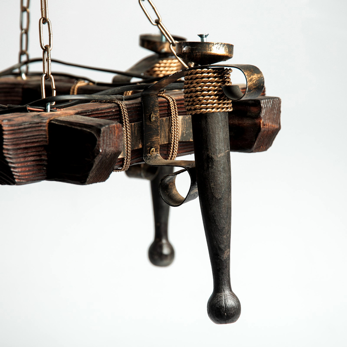 Люстра деревянная "Дракон", 4 лампы