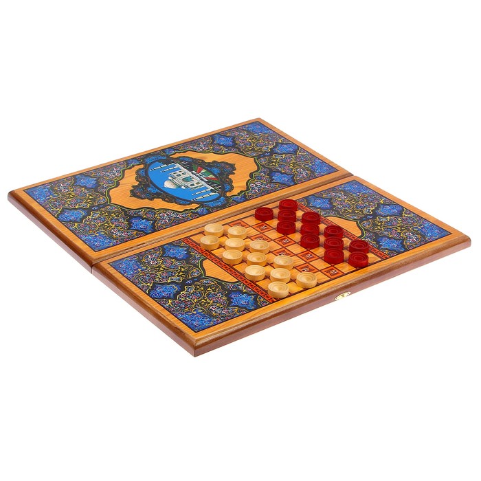 Настольная игра 2 в 1 "Сирия Тадж Махал": нарды шашки (доска дерево 49х49 см)