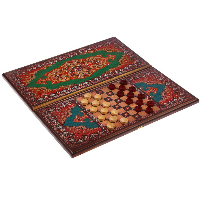 Настольная игра 2 в 1 "Сирия Зеленые": нарды, шашки (доска дерево 60х60 см)