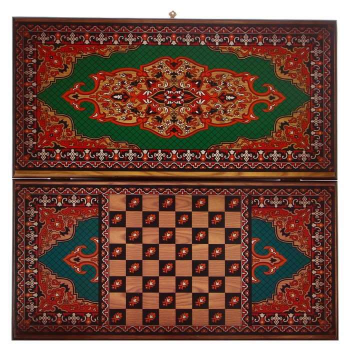 Настольная игра 2 в 1 "Сирия Зеленые": нарды, шашки (доска дерево 60х60 см)