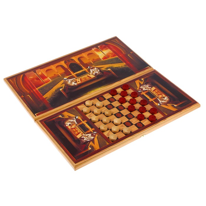 Настольная игра 2 в 1 "Сирия Шейхи": нарды, шашки (доска дерево 60х60 см)