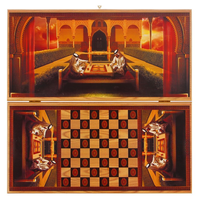 Настольная игра 2 в 1 "Сирия Шейхи": нарды, шашки (доска дерево 60х60 см)