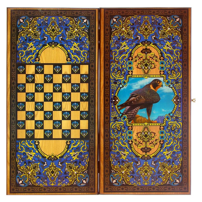 Настольная игра 2 в 1 "Сирия Сокол": нарды, шашки (доска дерево 60х60 см)