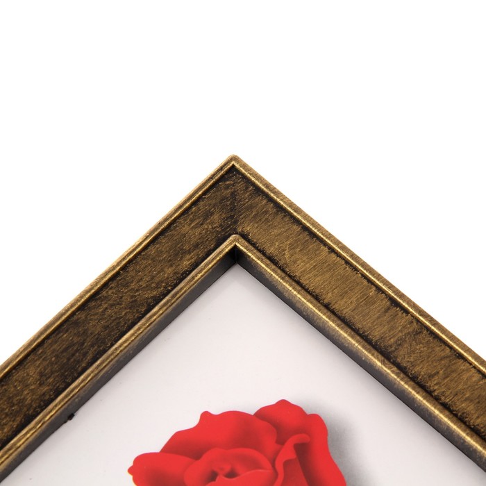 Фоторамка пластик на 2 фото 10х15, 13х18 см "Любовь и роза" золотая 21х37 см