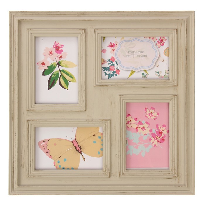 Фоторамка на 4 фото 10х15 см "Прованс" бежевая 39х39 см