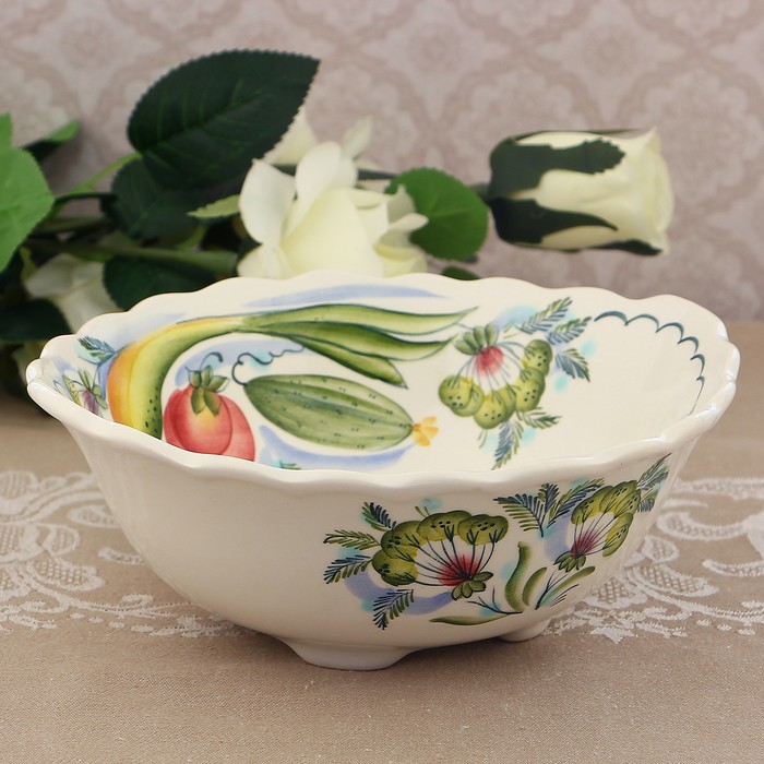 Салатник «Королева», зелёный лук, 0,7 л, 20×20×8 см, 1 сорт