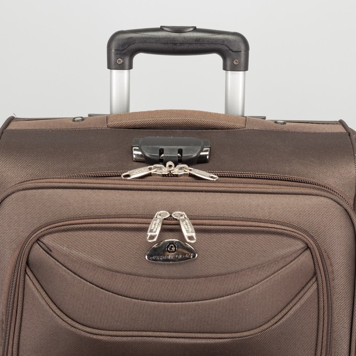 Чемодан средний "Классик" с расширением 23", отдел на молнии, 2 наружных кармана, 4 колеса, кодовый замок, 4 колеса, цвет кофе