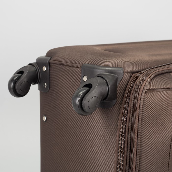 Чемодан средний "Классик" с расширением 23", отдел на молнии, 2 наружных кармана, 4 колеса, кодовый замок, 4 колеса, цвет кофе