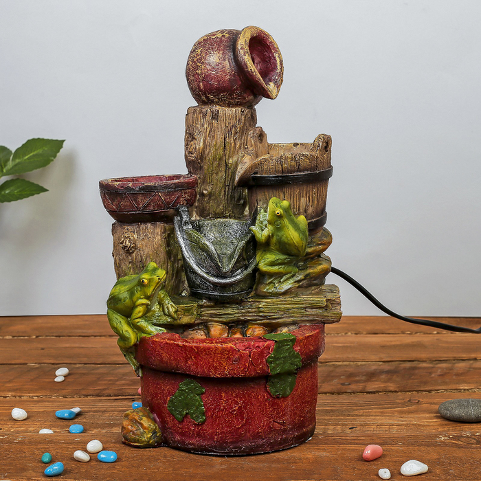 Фонтан "Лягушки у кадушки" 18х30 см (с подсветкой)