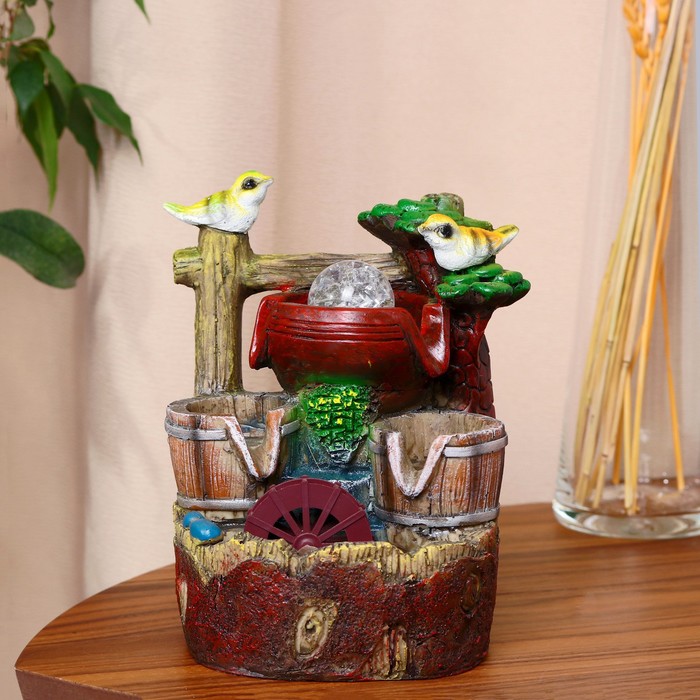 Фонтан "Птички-синички на ветке" 16х25 см (с подсветкой)