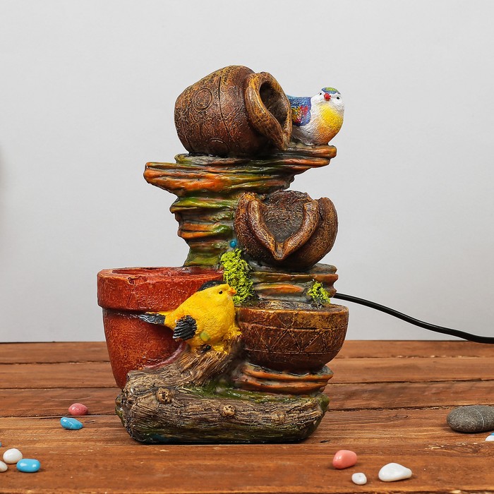 Фонтан "Птички у кувшина" 16х25 см (с подсветкой)