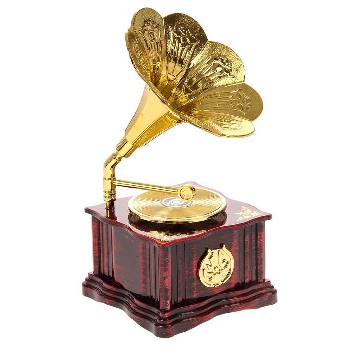 Сувенир пластик музыкальный механический "Граммофон" под кр. дерево завод.ключом 18х9х9см