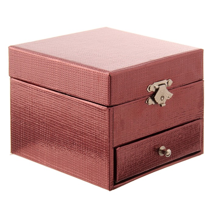 Шкатулка кожзам музыкальная механическая "Бордо" завод. ключом 9х11х11 см