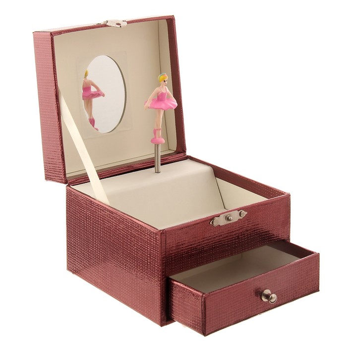 Шкатулка кожзам музыкальная механическая "Бордо" завод. ключом 9х11х11 см