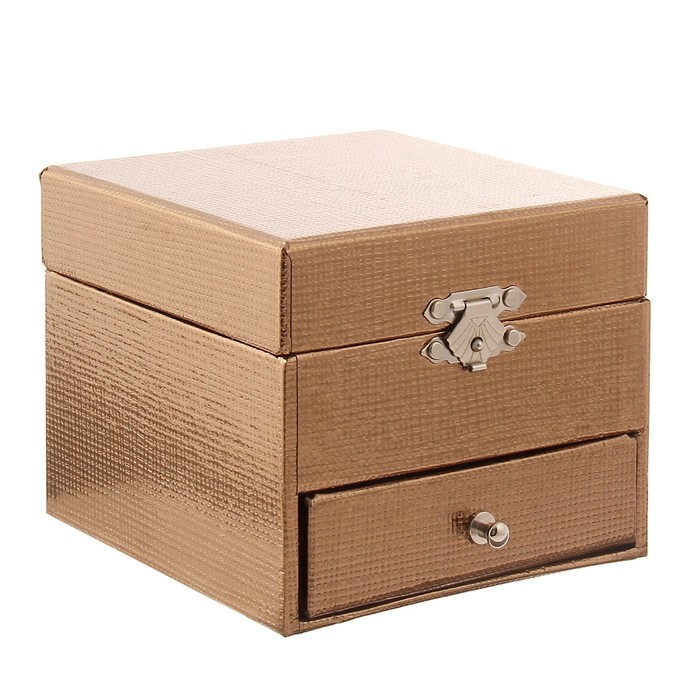 Шкатулка кожзам музыкальная механическая "Бронза" завод. ключом 9х11х11 см