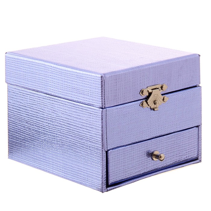 Шкатулка кожзам музыкальная механическая "Синяя" завод. ключом 9х11х11 см