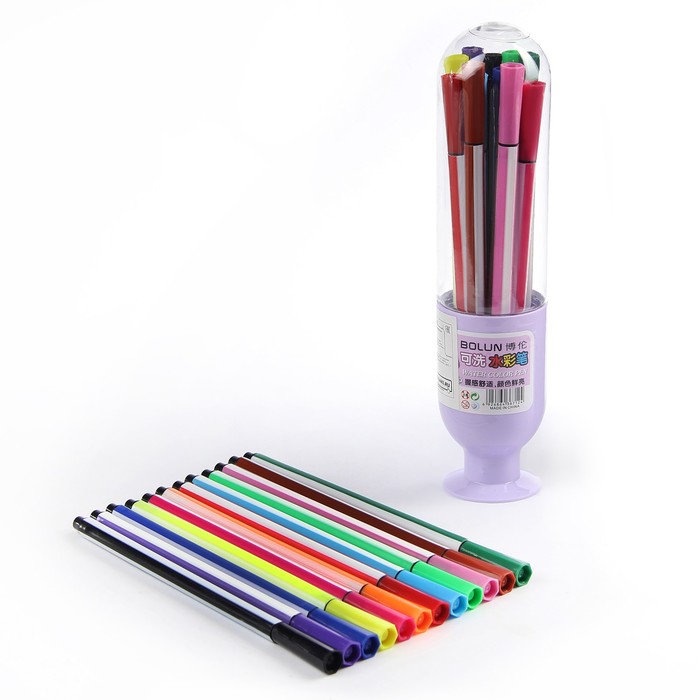 Фломастеры 12цв в пластиковом тубусе Вазочка вентилируемый колпачок МИКС