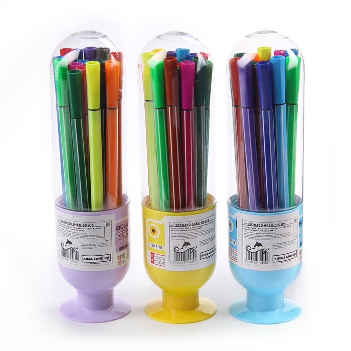 Фломастеры 18цв в пластиковом тубусе Вазочка вентилируемый колпачок МИКС