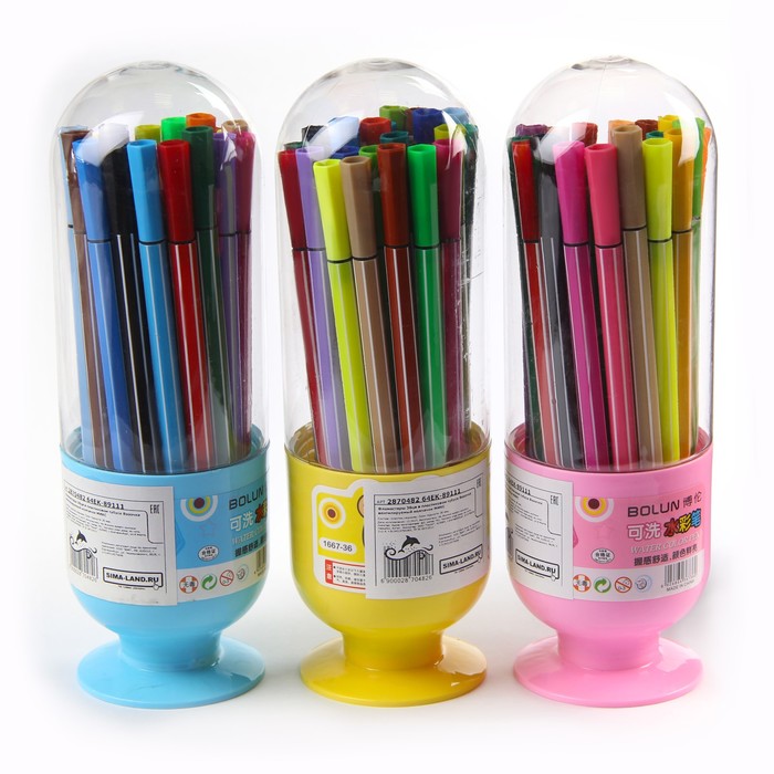 Фломастеры 36цв в пластиковом тубусе Вазочка вентилируемый колпачок МИКС