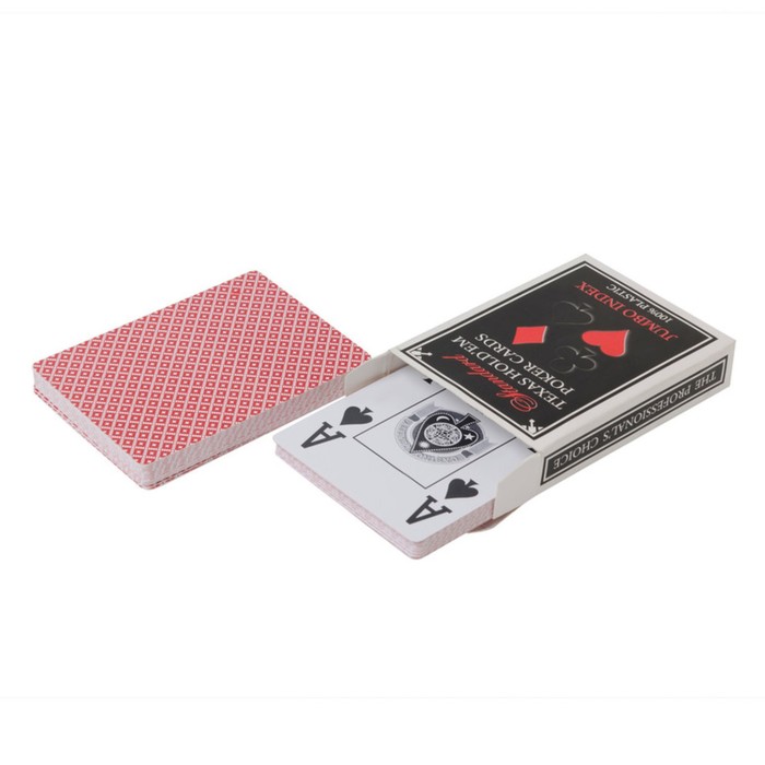 Карты для покера "Jumbo Index", пластик, красная рубашка