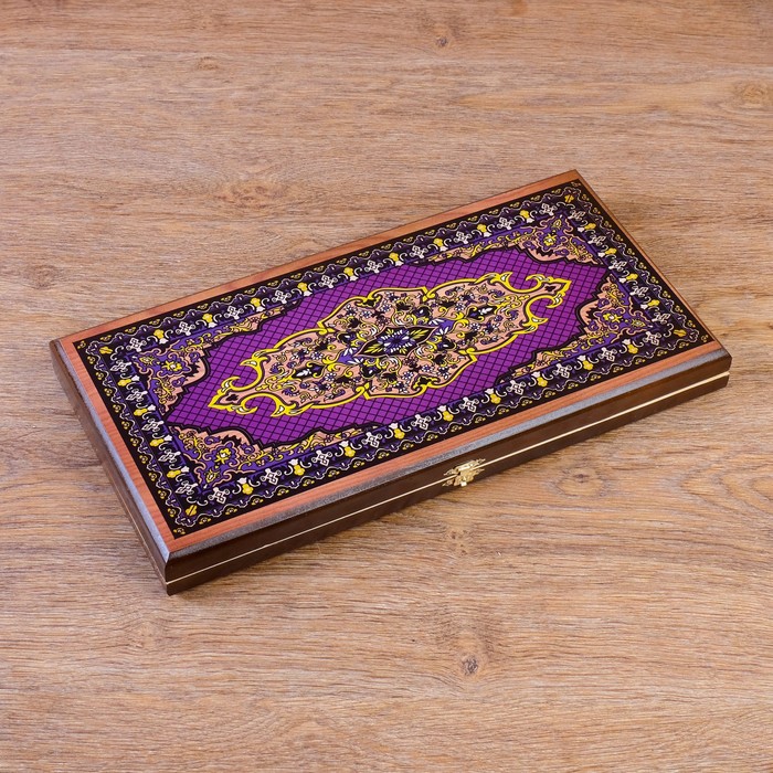 Настольная игра 2 в 1 "Сирия Фиолетовые": нарды, шашки (доска дерево 40х40 см) микс